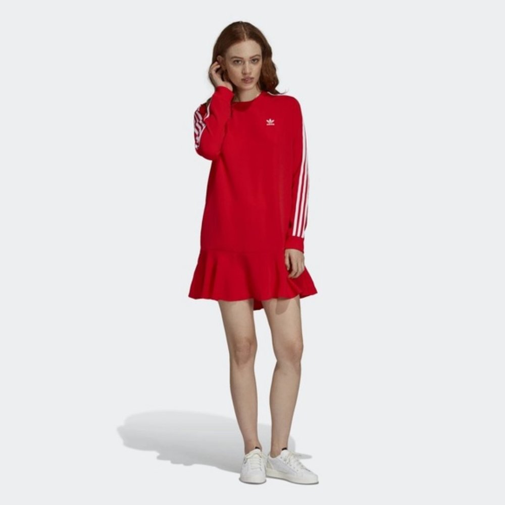 Adidas red drop waist dress